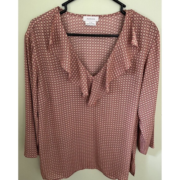 Van Heusen Women's Long Sleeve Top Blouse Pink with Pattern Size XL - Picture 1 of 6